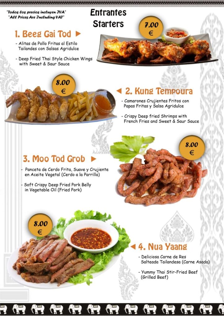 Thai Aroi Menu Page 1